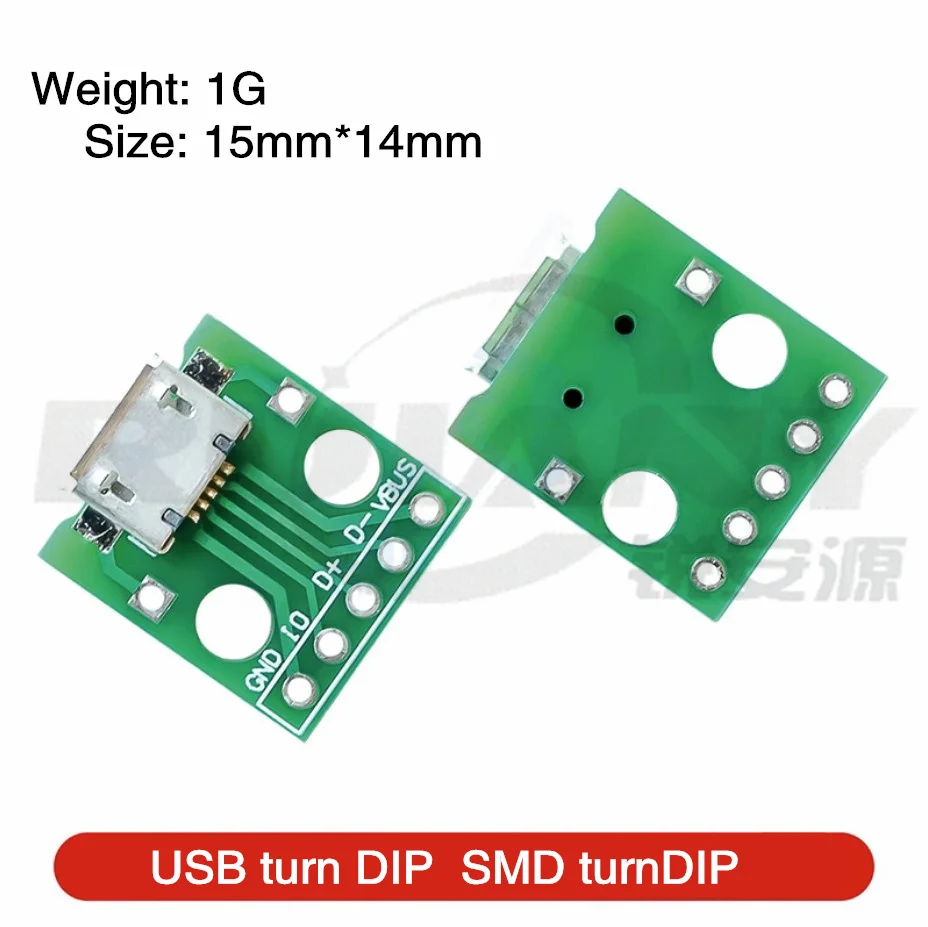 MICRO USB turn Dip parent B Mike 5p Patch Turn in-line adapter board has welded female head