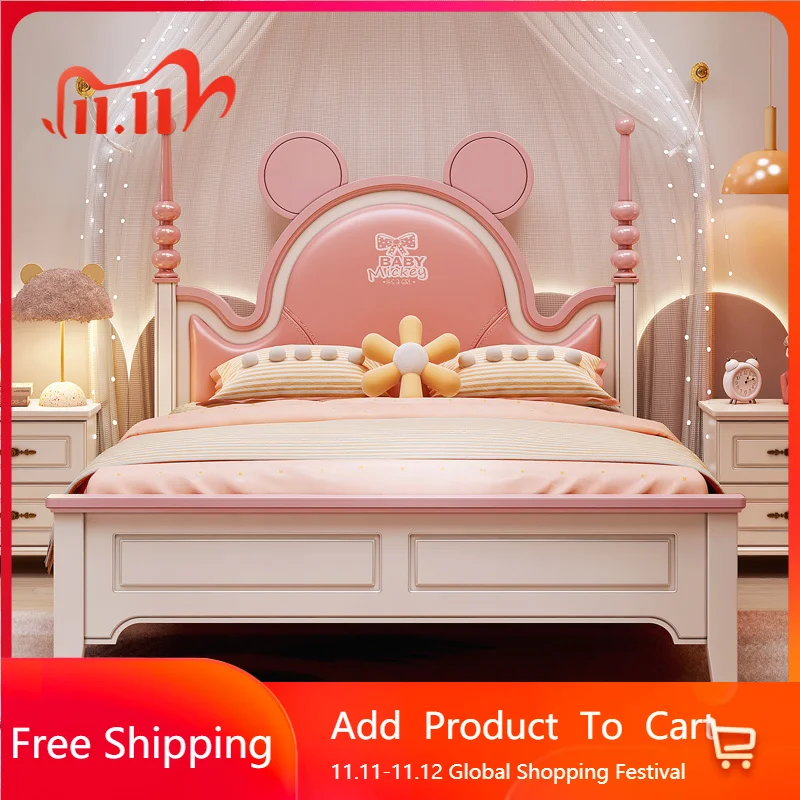 

European Girls Modern Double Bed Luxury Loft Princess Space Saving Children Beds Frames Single Children Beliche Hotel Furniture