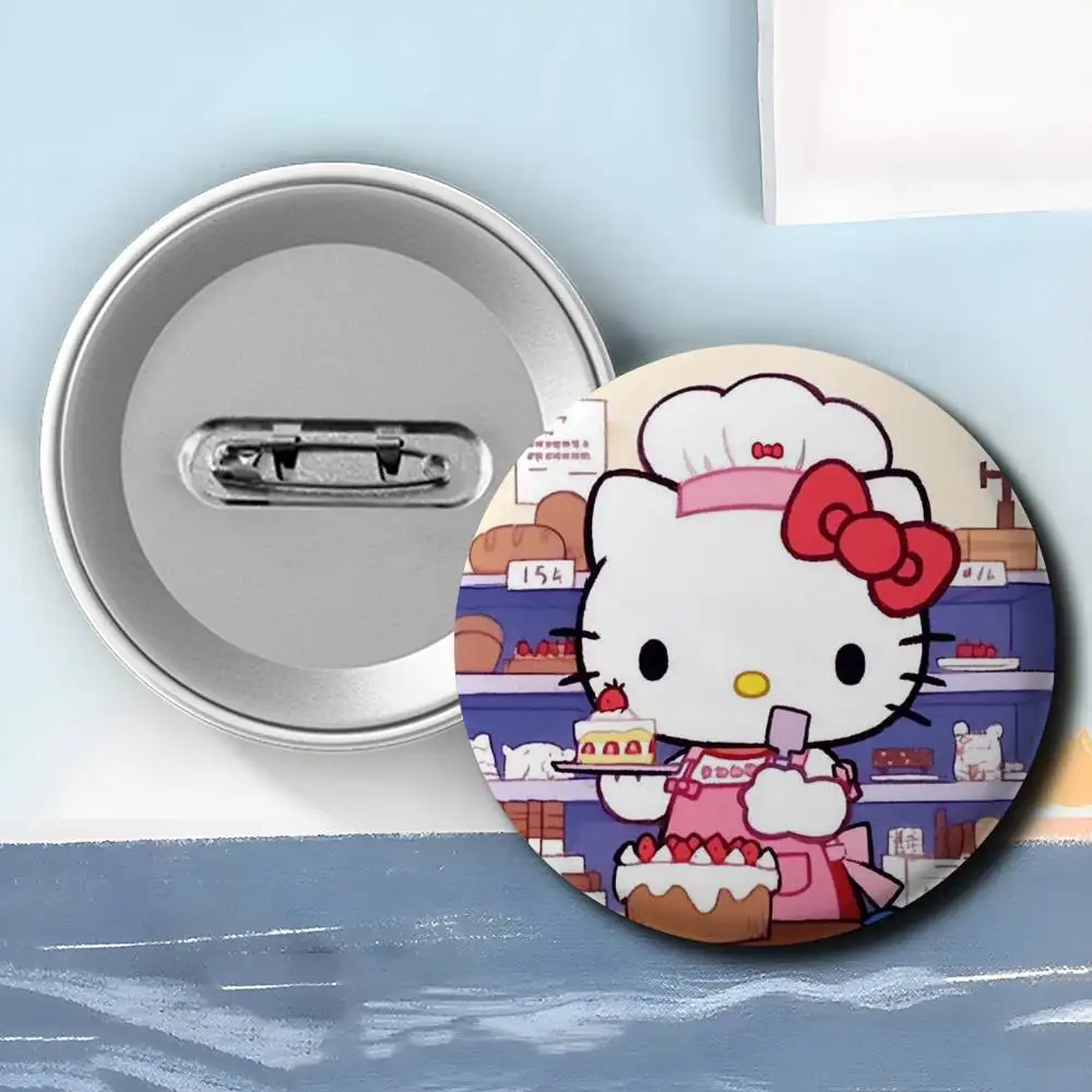 Hello Kitty Funny Occupation Badges Round Exquisite Badge Brooches Creative Pins For Clothes Hat Backpack Gift Accessories