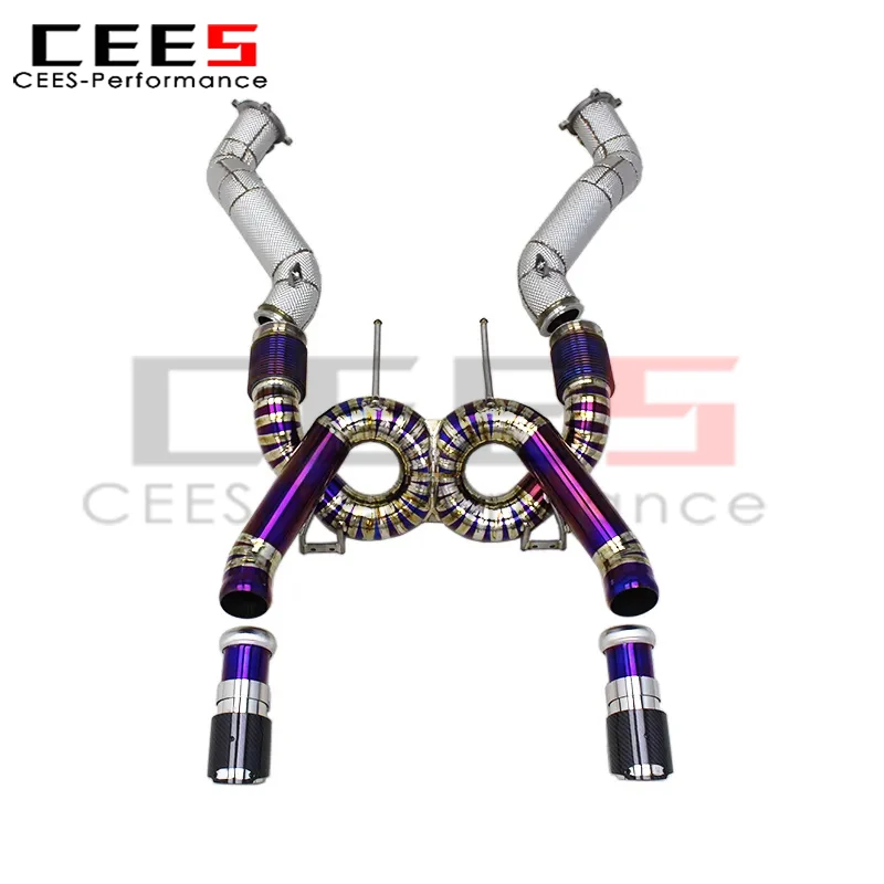

cees Sport X Pipe for Mclaren 720S 4.0 2017-2019 Turbo Exhaust Downpipe Non Valved Exhaust System with Carbon Fiber Tips
