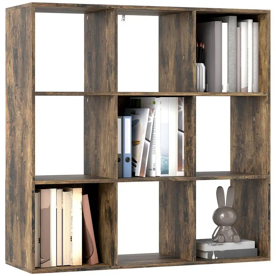 3 Tier Bookshelf, Modern Cube Bookcase with 9 Open Storage Compartments, Freestanding Display Storage Unit for Living Room, Bed