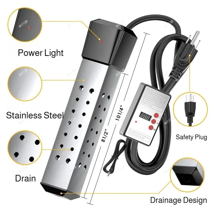 Household Electric Water Heating Rod, Energy Saving High Power Immersion Heater for Quick Boiling