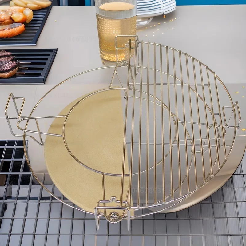 

Камень для пиццы Cordierite для гриля-барбекю, система выпечки из нержавеющей стали с противнем для пиццы и аксессуарами