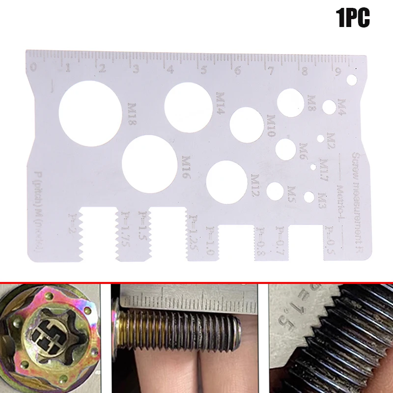 1PC Durable Stainless Steel Ruler Screw Measuring Ruler Precise Pitch Measurement Thread Gauge Screw Measurement Ruler Measuring
