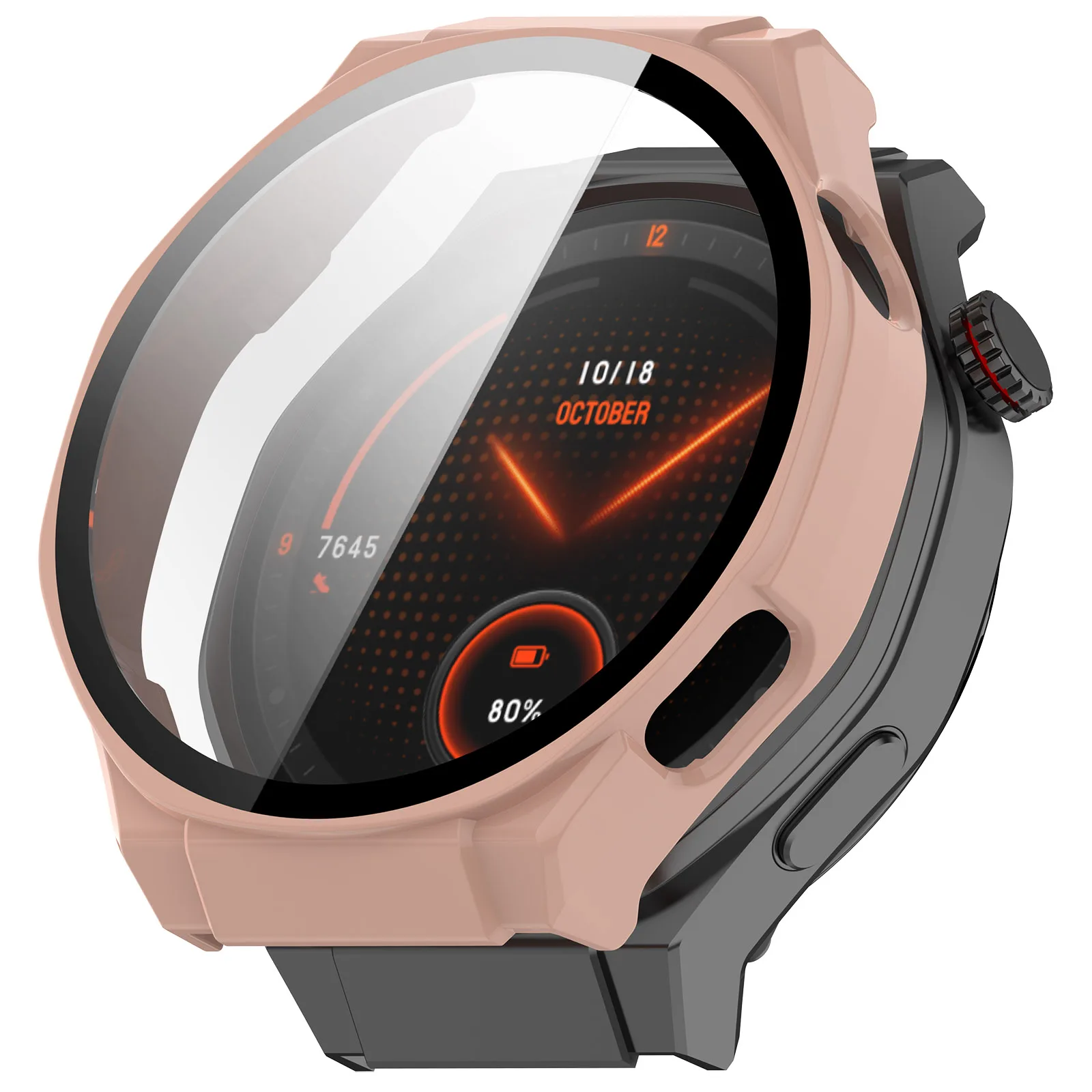 

Для Honor Watch 5 Ultra Watch Case PC Рамка с пленкой из закаленного стекла - розовый