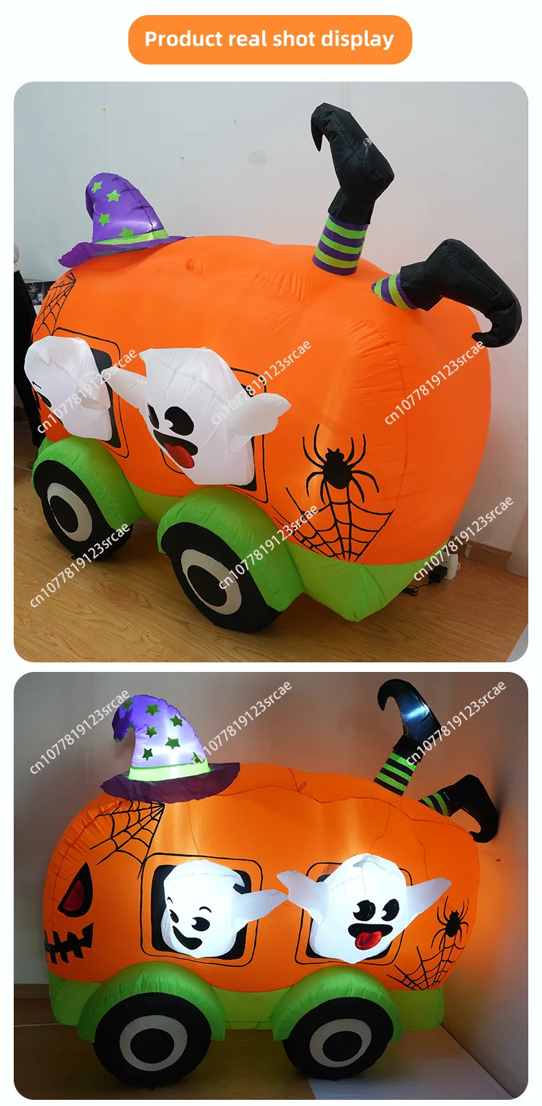 Halloween pumpkin car air model courtyard decoration atmosphere layout 1.5 meters air model LED pumpkin devil pendulum