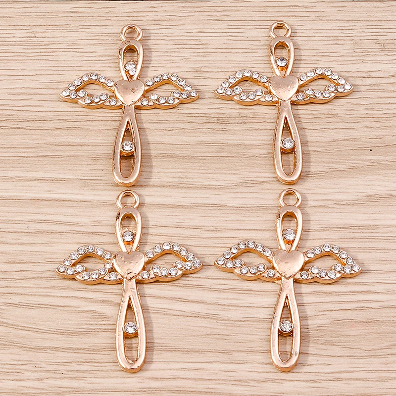 Tusember 5 Stück Kristall-Kreuz-Anhänger für Schmuckherstellung DIY Halskette Ohrringe Armband Handgemachtes Zubehör – Detail 3