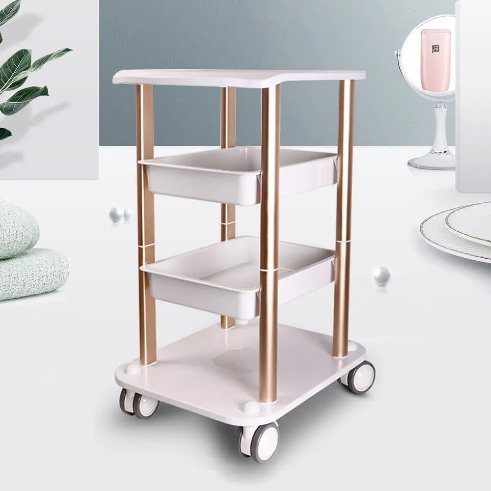 

4 Layer Small Mobile Rolling Cart Trolley Stand Aluminum Trolley Multi-functional Rack For Beauty Instruments 150kg