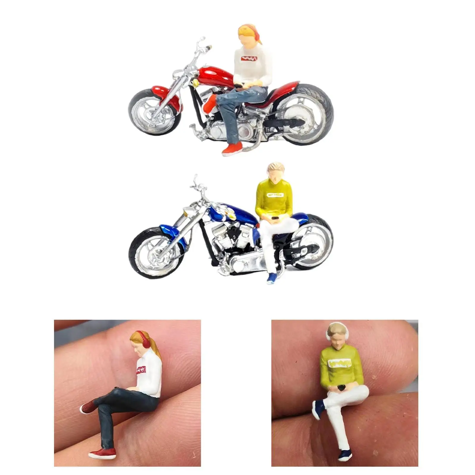 Diorama de modèle de personnes, décor de scène de bricolage, objets de collection, modèle de moto, 1/64