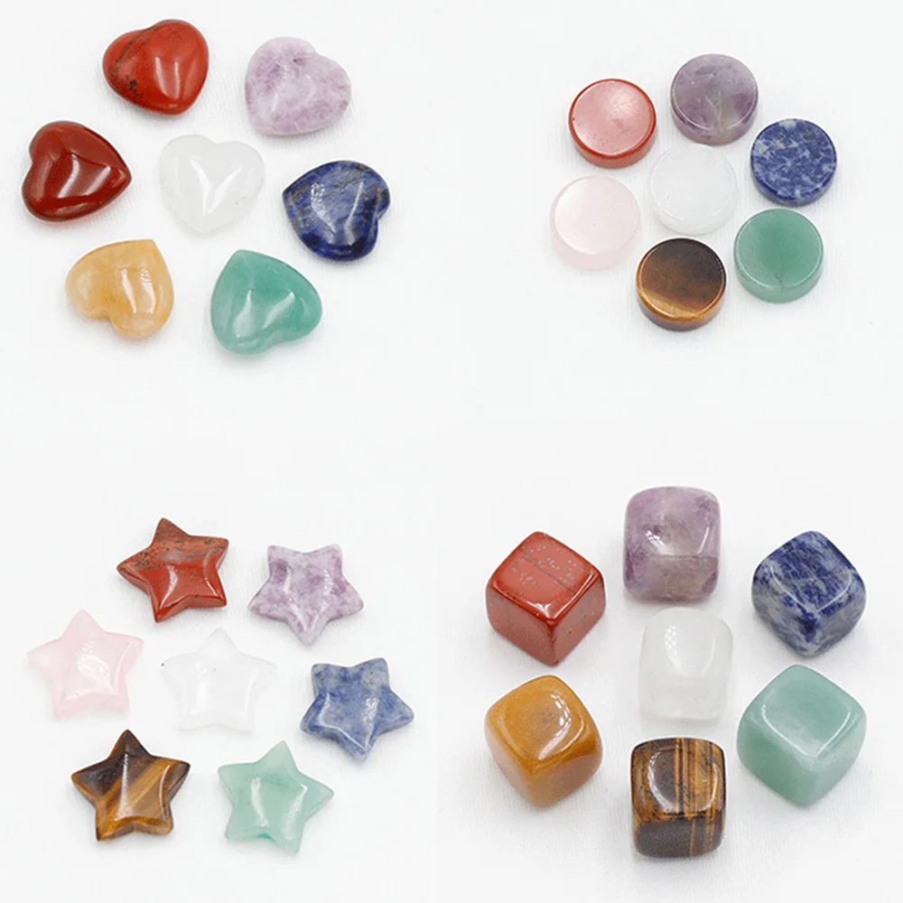 

Natural 7 Chakra Stone Set with Engraved Symbols Reiki Healing Crystals ForTumbled Palm Stone Touchstone Balancing Meditation