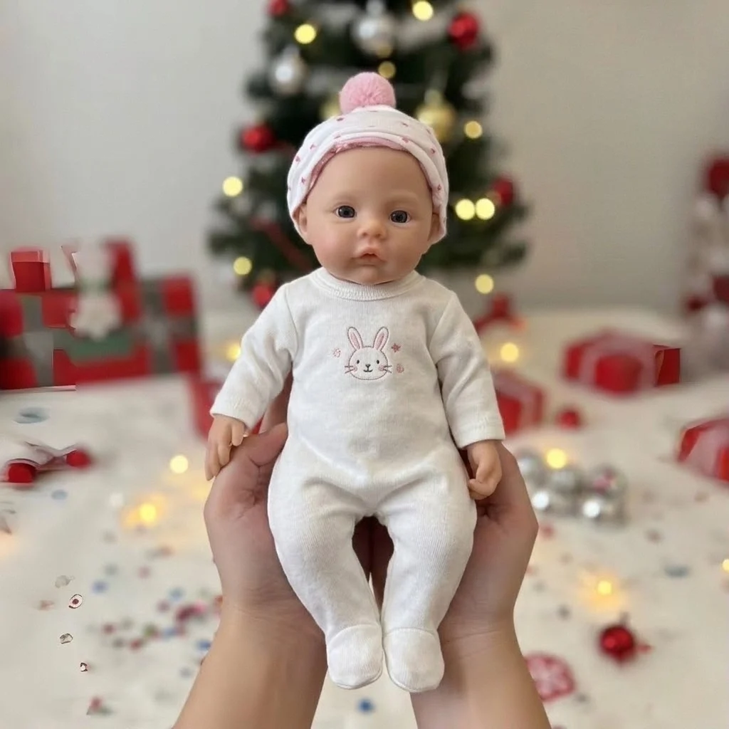 

13Inch Meadow bebés niño rebórn silicona completa Doll With Open Mouth & Paint Skin Soft Touch Waterproof Lifelike Newborn Doll