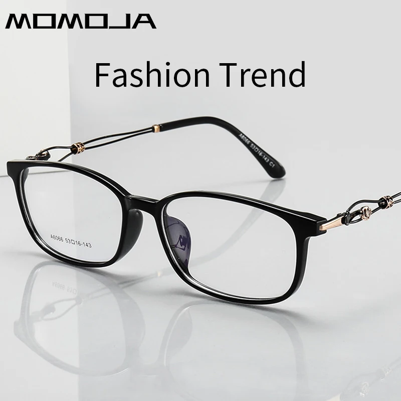 

MOMOJA New Ultra-light Fashion TR90 Alloy Spectacle Frame Retro Oval Optical Prescription Glasses Women's Eyeglasses frames 6066