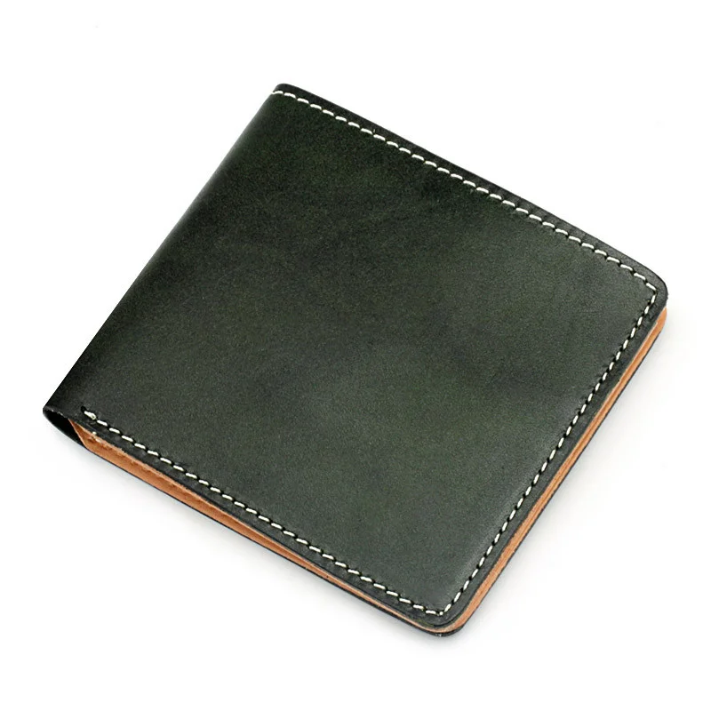Free Customized New Arrivals Fashion Cowhide Leather Wallet Short Coin Purse Solid Color Horizontal Men's Change Storage Bag