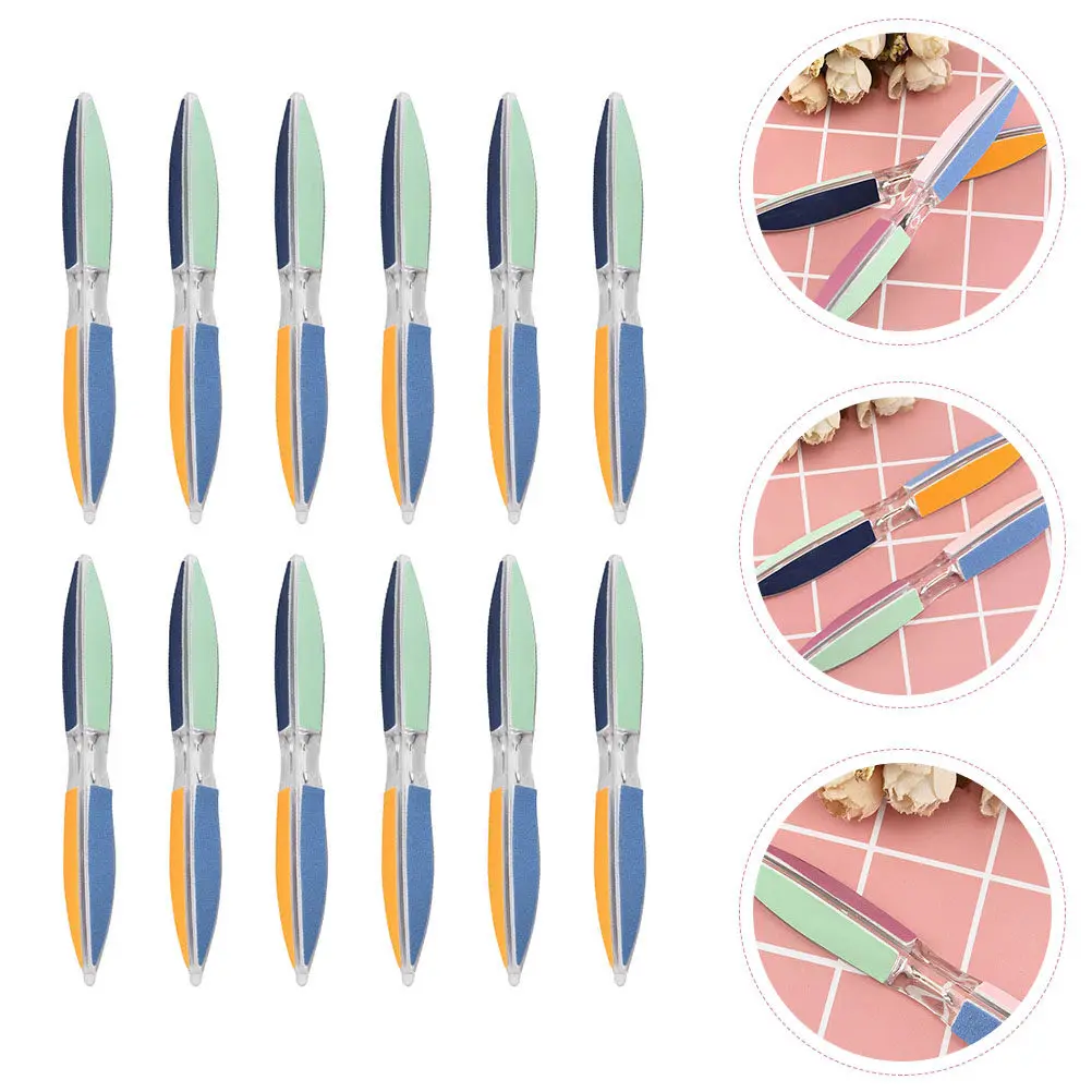 12Pcs Nail Files Hexagonal Abrasive Strips for Professional Manicure Pedicure Nail Shaping Surface Sanding Phototherapy Prep