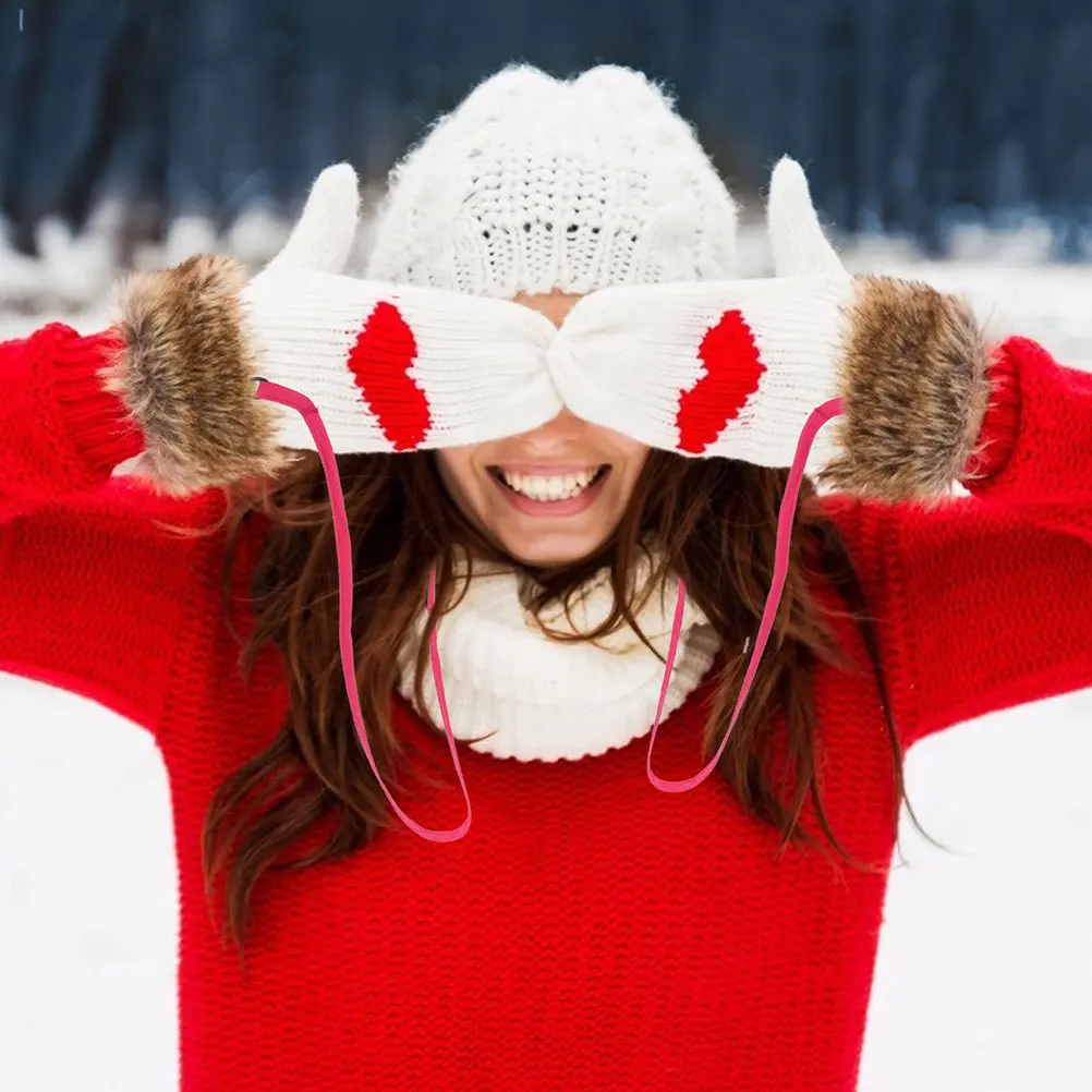 قطعتان من مشابك القفاز لأشرطة القفازات الناعمة خفيفة الوزن وتصميم معلق على الرقبة على الأقواس لفصل الشتاء