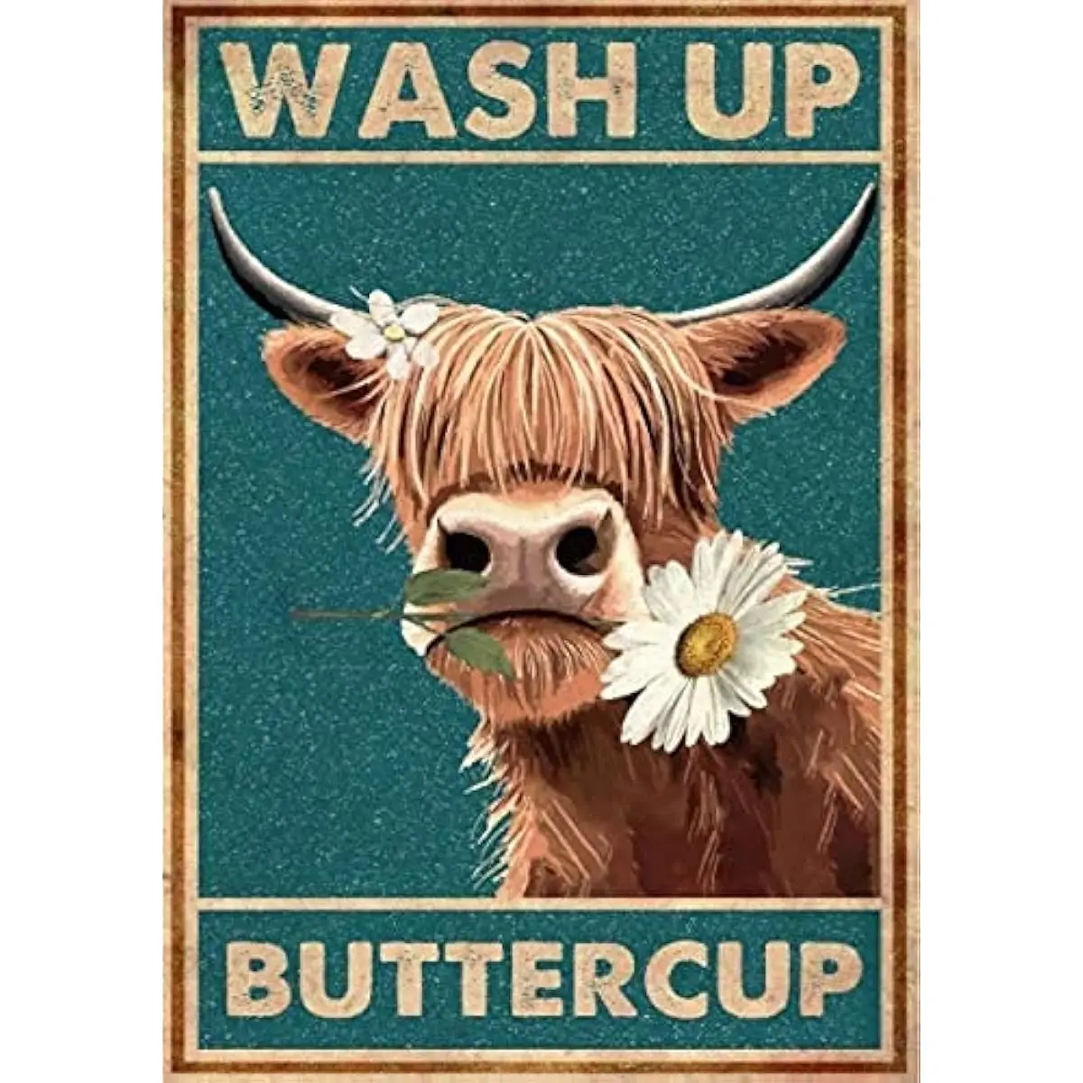 Cow Vintage Metal Tin Poster Wash Up Buttercup Sign Retro Funny Cow Wall Art Decor 12 X 8 Inches