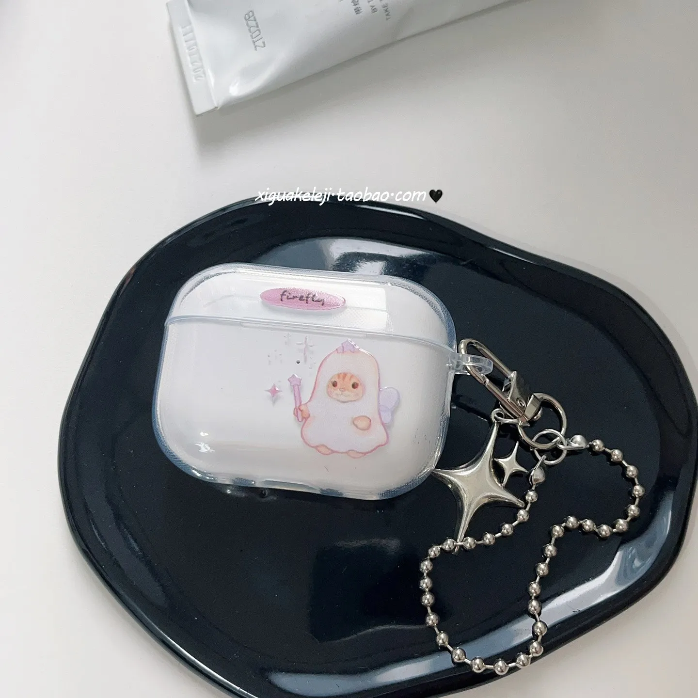 Minimalist Cartoon Firefly Cat Soft Silicone TPU Case For AirPods Pro 3 2 1 AirPods 4 3 2 1 Transparent Bluetooth Earphone Case
