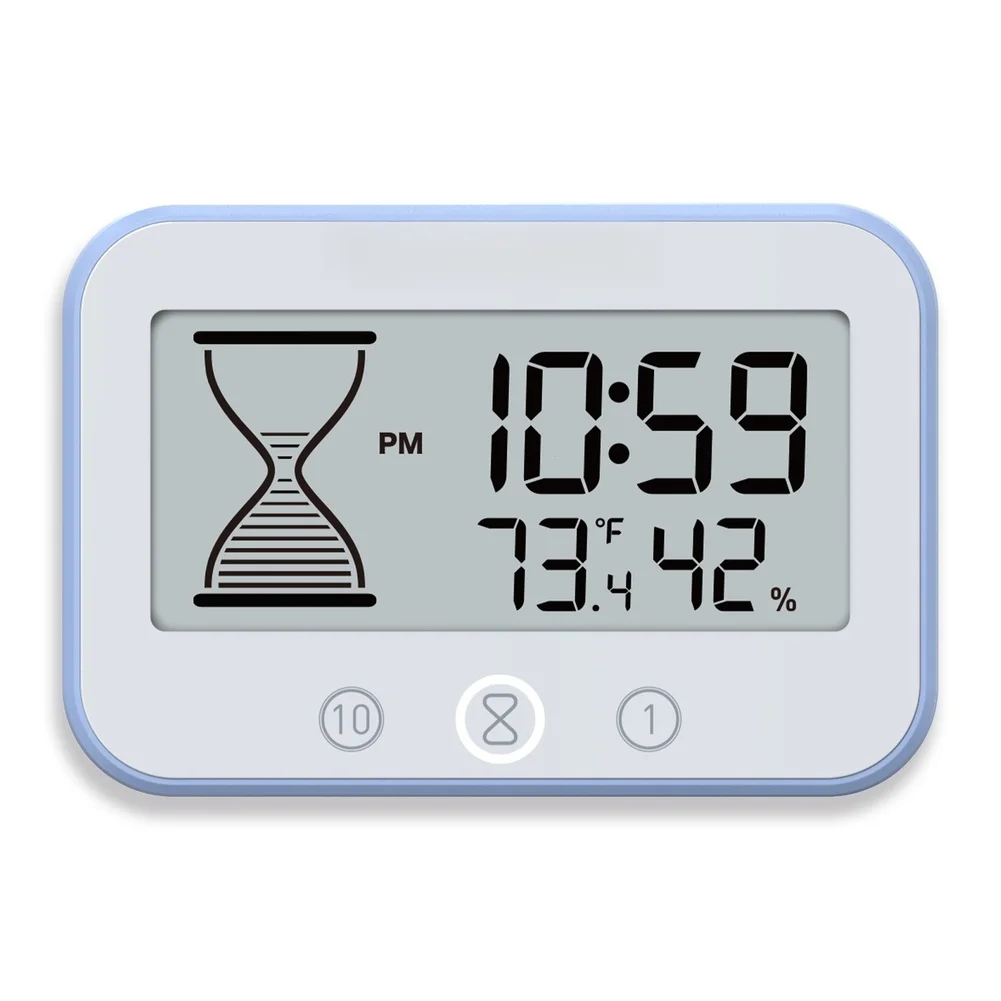 IP56 Waterproof Wall Clock Square Hanging For Bathroom Kitchen With Countdown Timer Temp Humidity Display