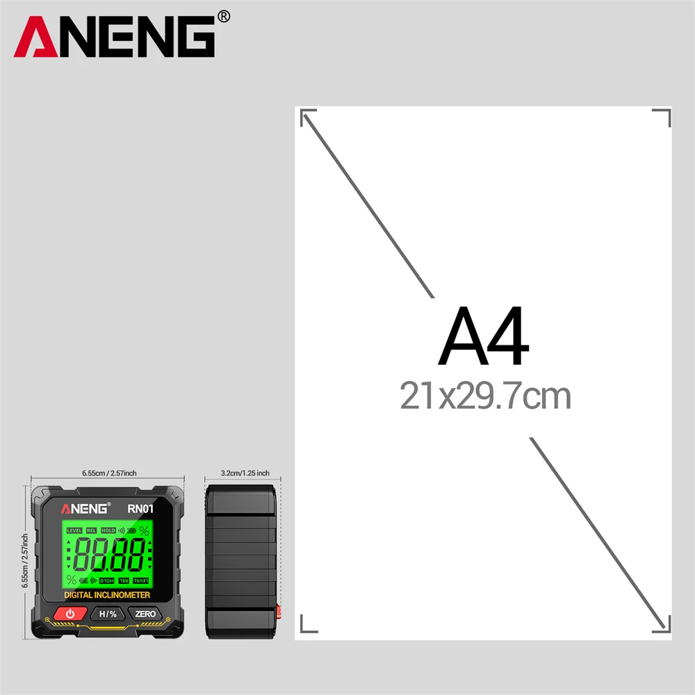 

Digital Goniometer Electronic ANENG RN01 360 Degree Magnetic Protractor Backlight Woodworking Inclinometer measurement Tools