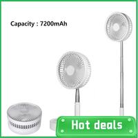 AC62-7200Mah Portable Fan Rechargeable Mini Folding Telescopic Fan Low Noise Electric Cooling Fan For Outdoor Home