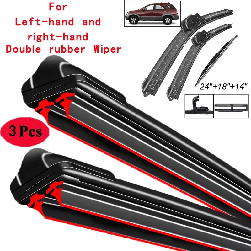 

Car Wiper Front & Rear Wiper Blades Set Kit For Kia Sorento I 2002 - 2009 Windshield Windscreen Window Brushes 24"+18"+14"