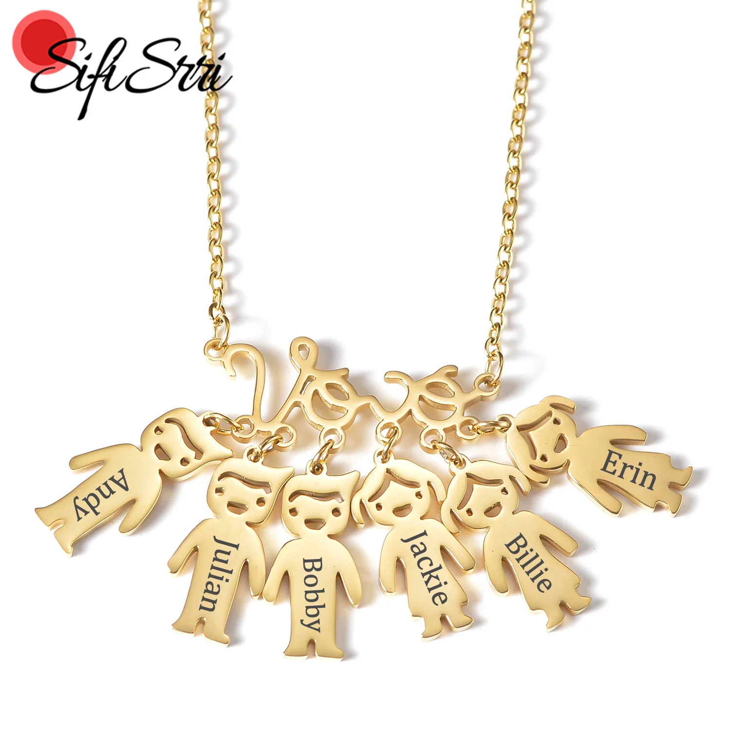 Sifisrri-Collar personalizado con nombre para mujer, Gargantilla de amor de acero inoxidable con letras grabadas, regalo de joyería para madre e hijo