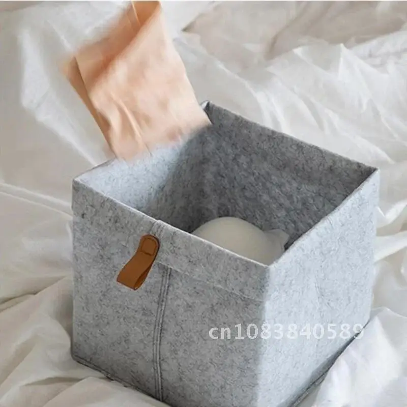 Gray Socks Box Baskets Black Sundries Tea Bedroom Closet Cloth Drawer Felt Decor Storage Table Living Bathroom Organizer Home