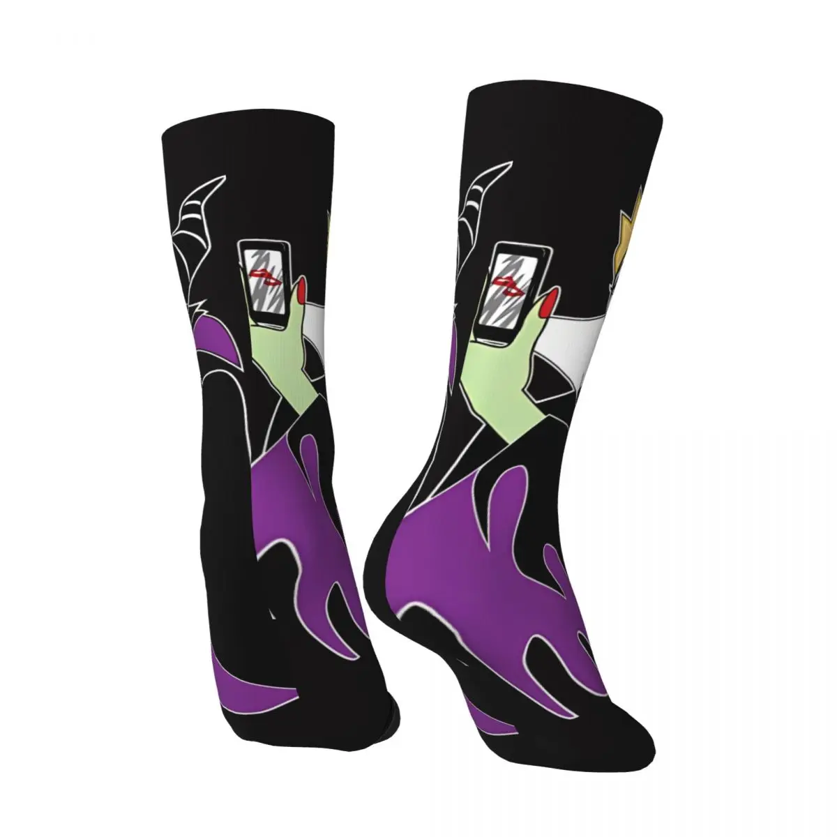 Funny Happy Men's compression Socks Wicked Selfie Vintage Harajuku maleficent mistress of evil Hip Hop Novelty Seamless Crew