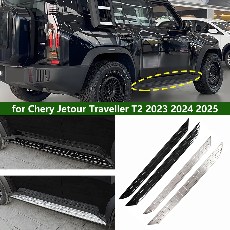 

for Chery Jetour Traveller T2 2023-2025 Stainless Steel Side Step Cover Welcome Pedal Anti-Slip Protective Guards