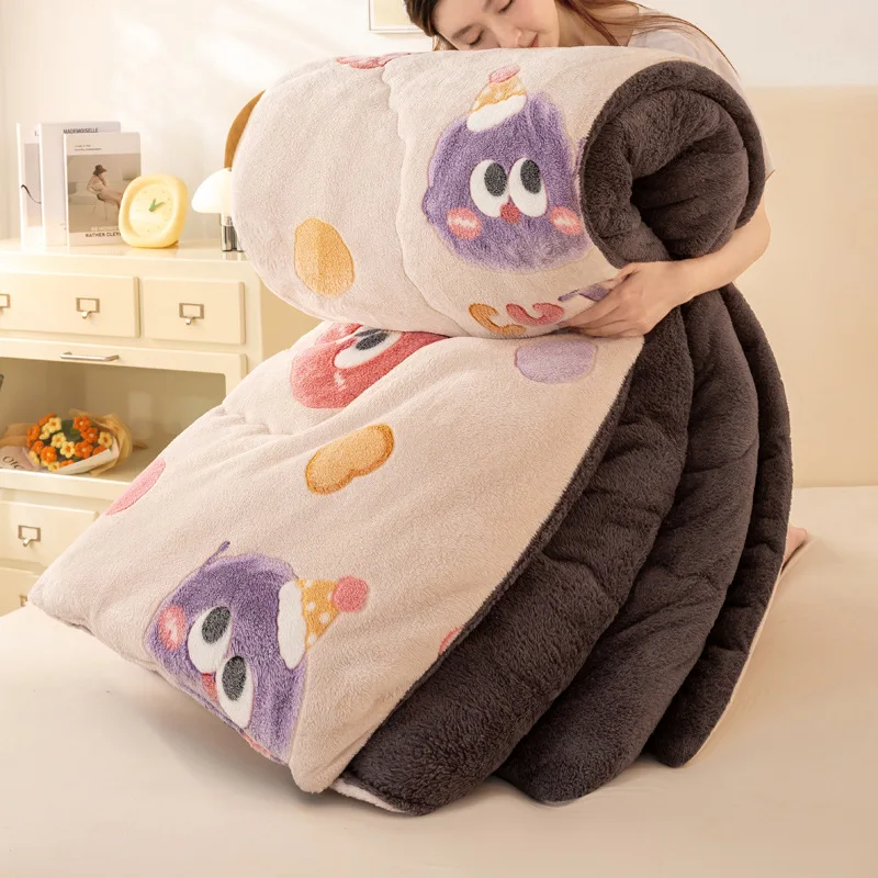 Lamb Fleece Autumn Winter Thickened Warm Milk Velvet Bedding Student Dormitory Winter Quilt Thickened To Keep Warm