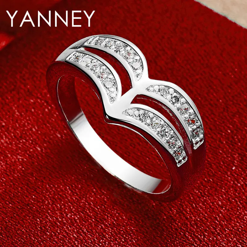 

925 Sterling Silver 7-10# Luxury Classic Zircon Ring Engagement Women Fashion Birthday Party Gifts Jewelry Girlfriend Accessorie