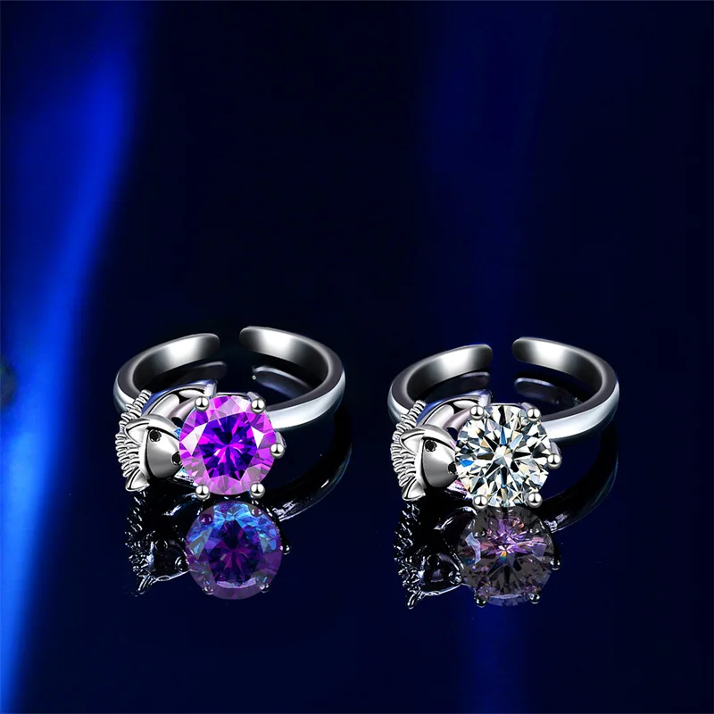 Fashion Hedgehog Multicolor Zircon Adjustable Sterling Cool Ring Fashion Women's Cocktail Party Jewelry Gifts