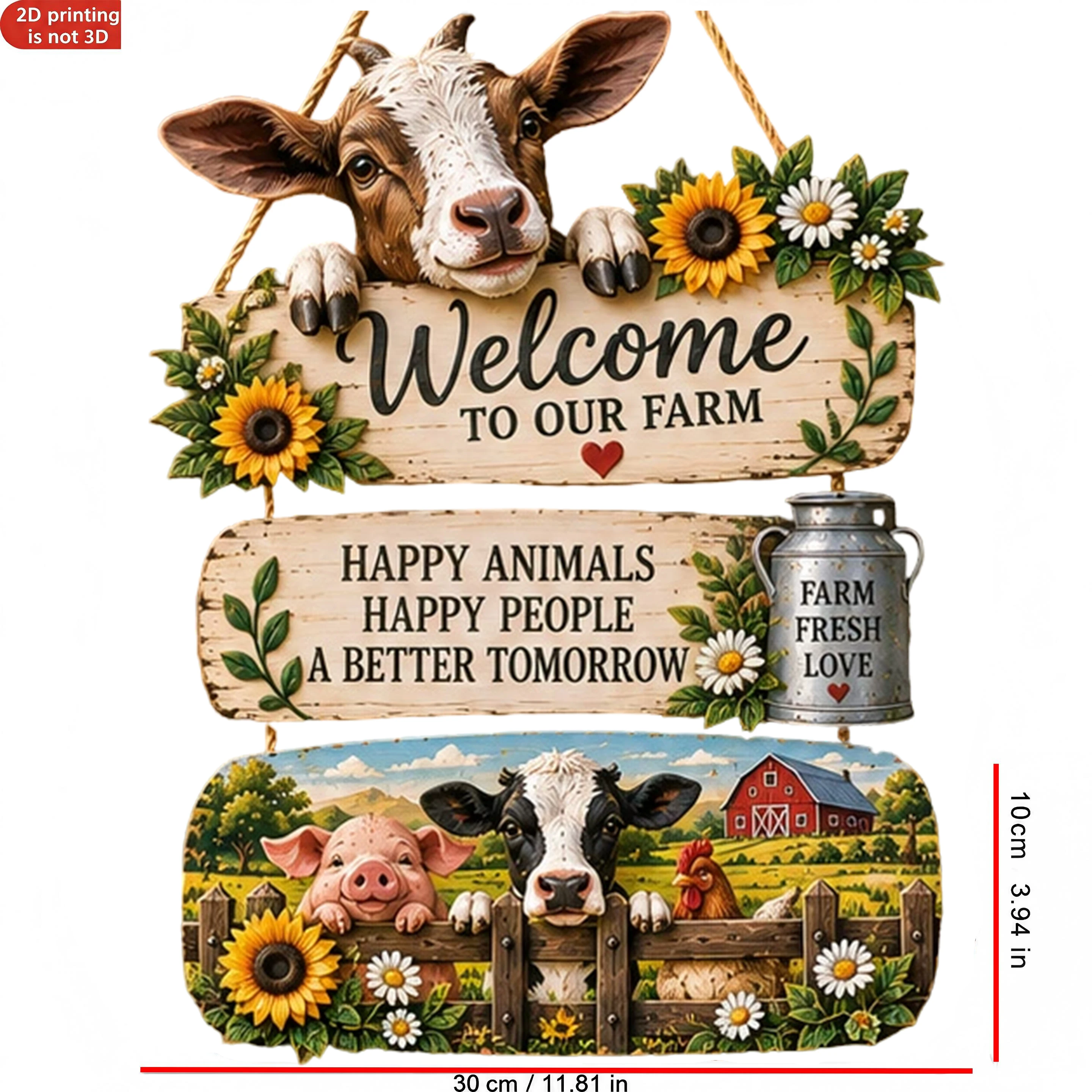 Rural Farm Style Wooden Door Sign, Wall Hanging Ornament for Entrance Halls, Living Rooms Farmhouses Garden Gates Decor