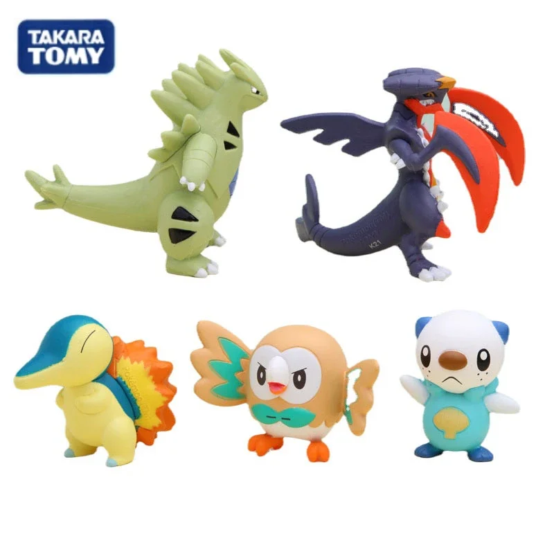 Anime Japan Original Takara Tomy  Figures Garchomp Tyranitar Rowlet Cyndaquil Oshawott Action Figure Toys for Children 5cm