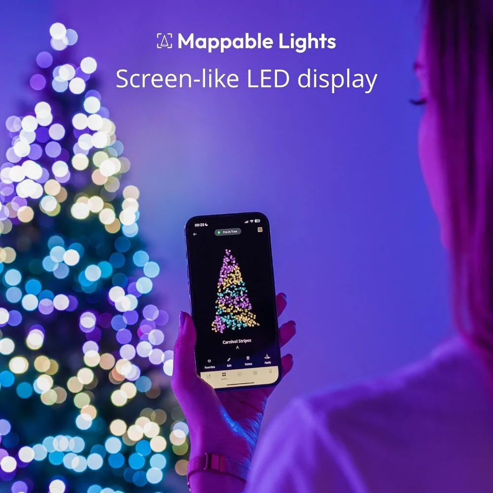 Cordas 750 LED RGB, incluindo luzes LED brancas mapeíveis ao ar livre e interno, luzes de Natal, luzes LED inteligentes, LEDs mapeíveis