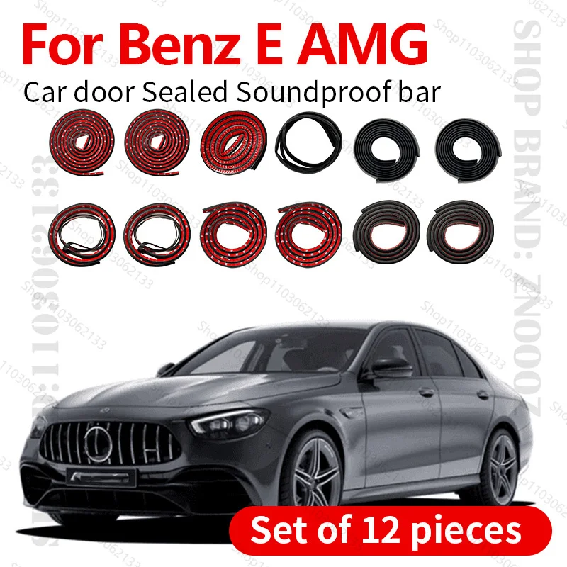 

For Mercedes Benz E AMG Car Door Seal Strip Rubber Double Layer Sealing Protector Soundproof Dustproof Seal Strip 12PCS Set