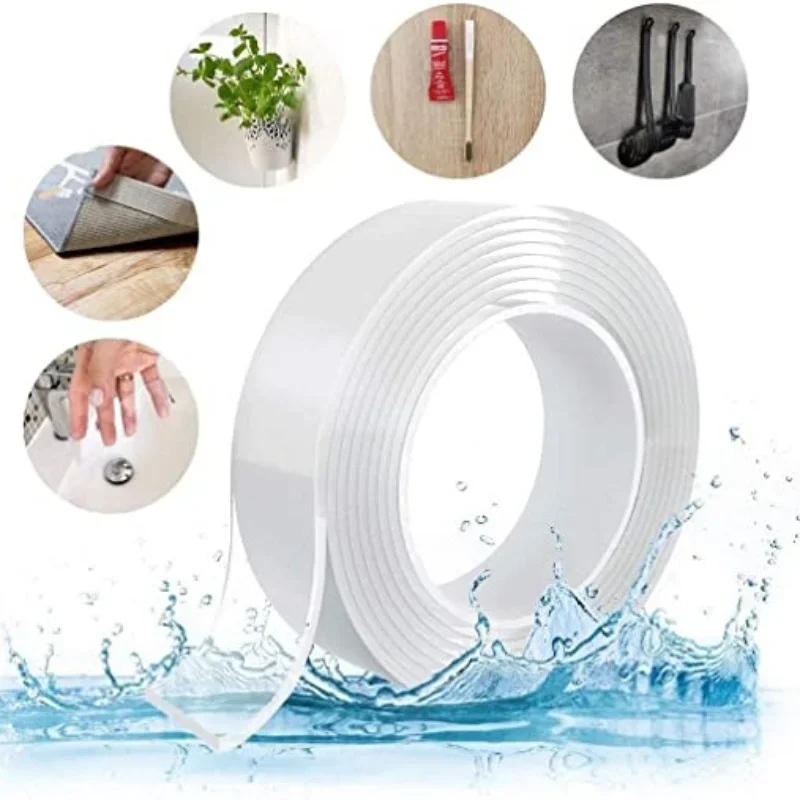 Super Strong Double Sided Adhesive Washable Nano Tape Transparent Reusable Transparent Tape Suit for Kitchen Bathroom Supplies