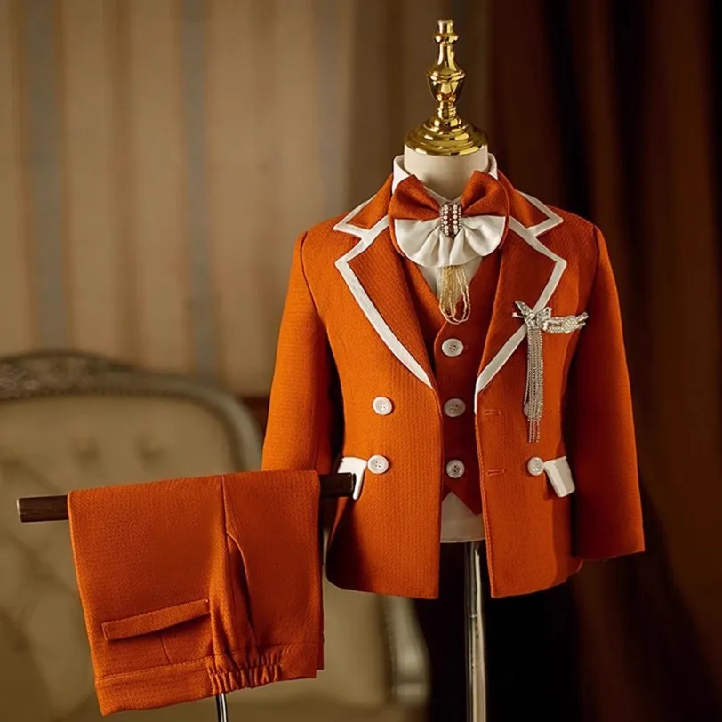 Kinder Anzug Set Neue Handgemachte Blume Junge Host Klavier Leistung Blazer Traje De Niño Para Boda Jungen Anzüge A4690 – Detail 4