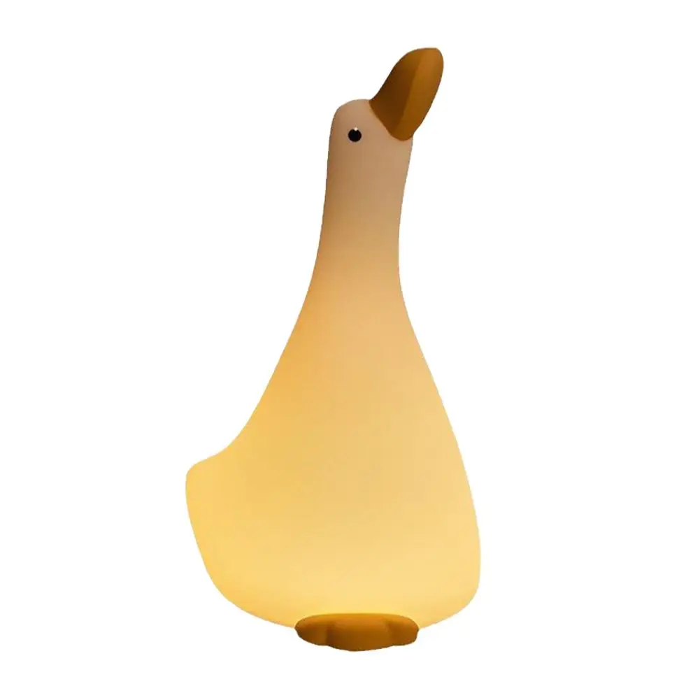 Desenhos animados Duck Shape Night Light, cor quente, silicone macio, ajustável, adequado para o berçário do bebê, U4a4