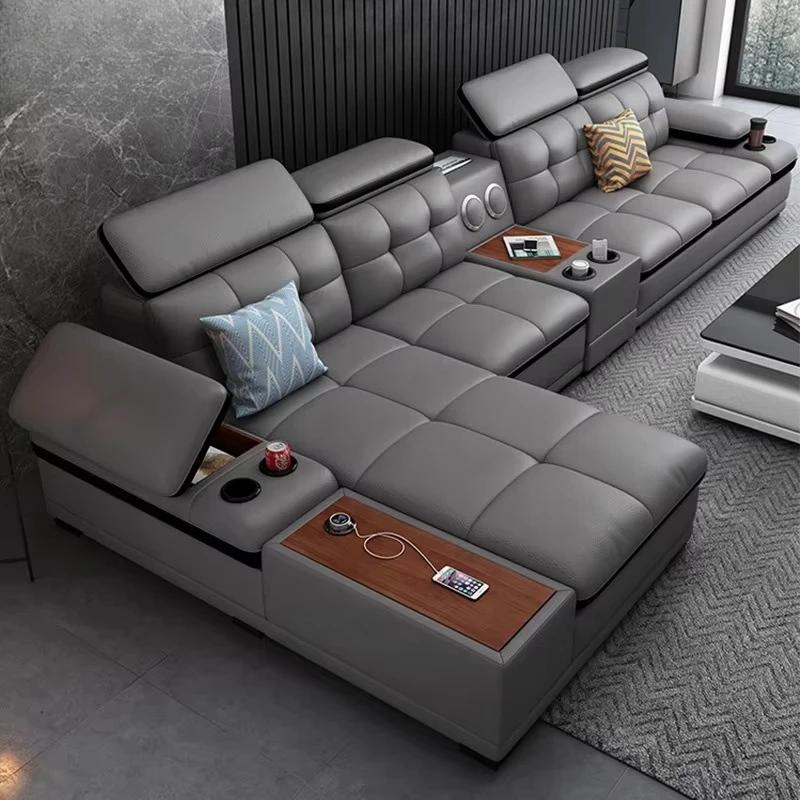 

2020 Modern High Quality Luxury House Living Room Sectional Italian Style Furniture Leather Recliner Sofa Set