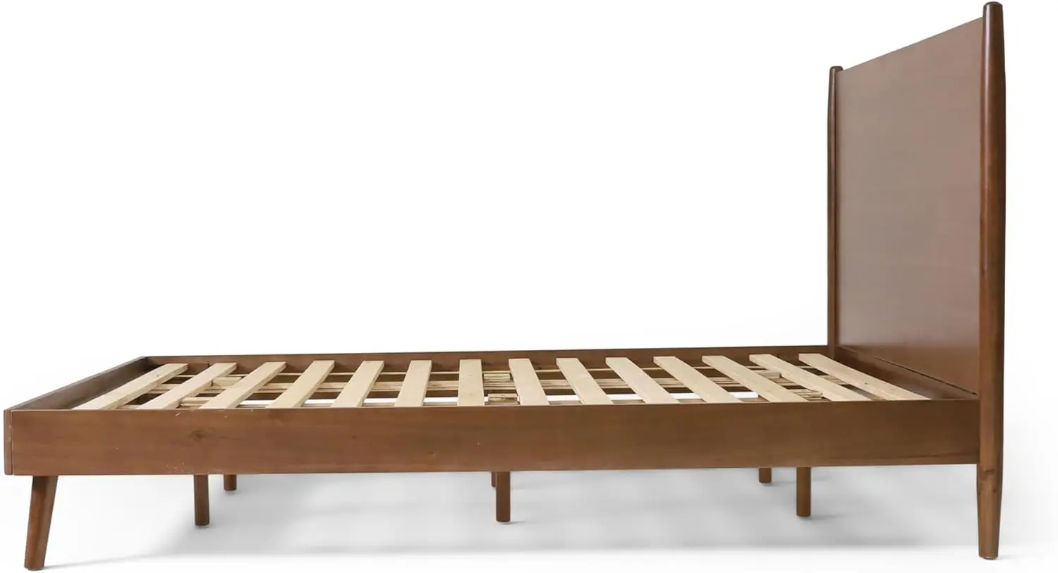Mid Natural Acacia Wood Bed,Queen, marrom médio, marrom