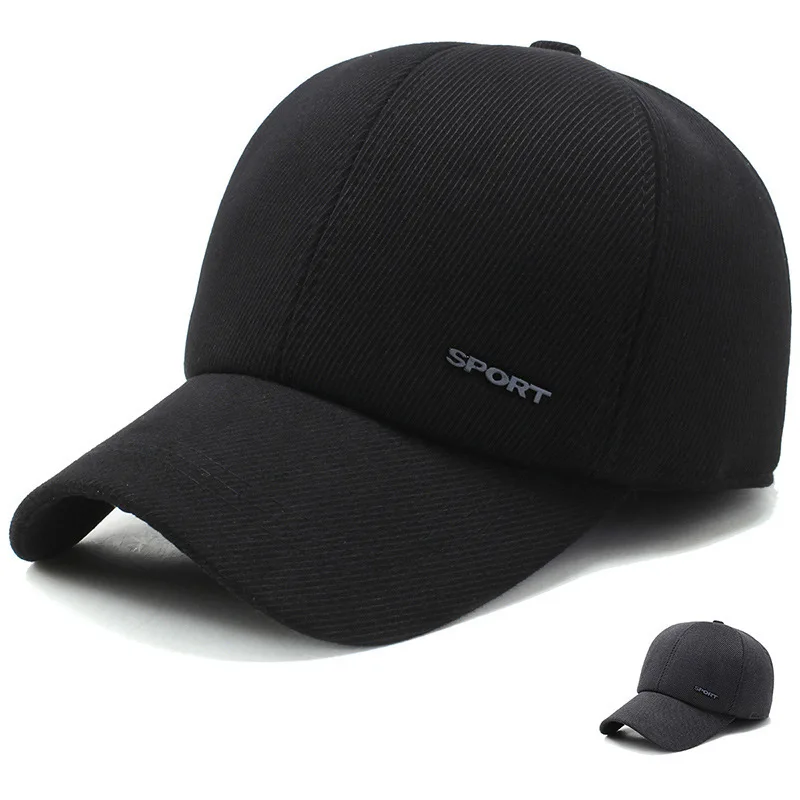 

Autumn And Corduroy Baeball Cap Thickened Ear Protection Elderly Hat Winter Middle Aged Outdoor Peaked Cap