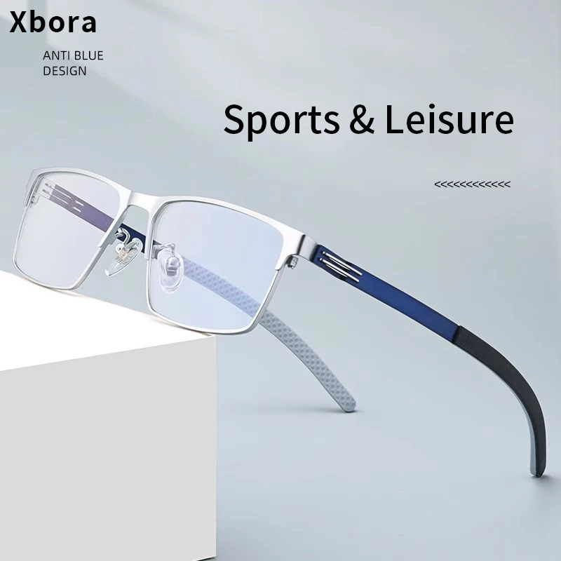 

New Screwless Design Men's Alloy Optical Eyeglasses Frame Fashion Men Square Business Sports Optical Prescription Glasses 8369