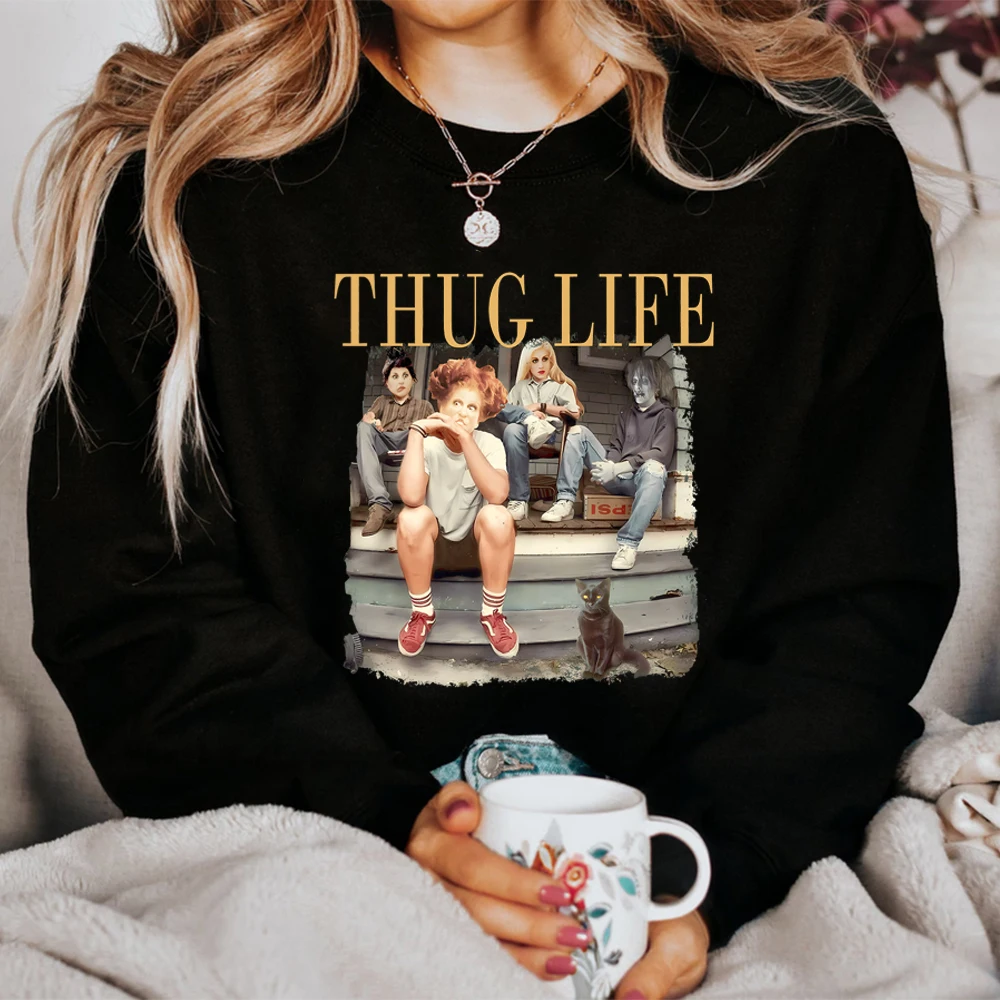 Thug Life Halloween Bad Witches Sweatshirt  Retro Witches Movie Sweater Halloween Character Shirt Sanderson Sisters Sweatshirts