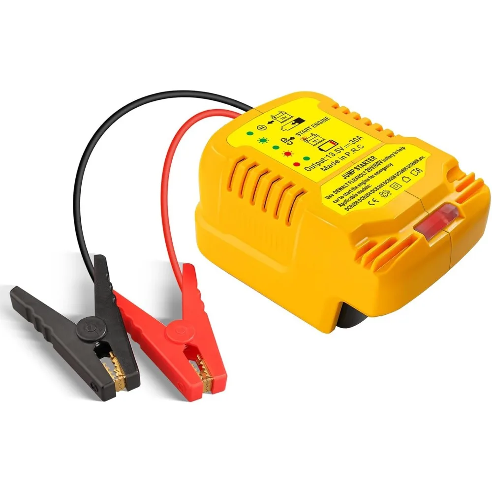 محول بادئ تشغيل السيارة لحزمة بطاريات ليثيوم أيون ديوالت 20 فولت 60 فولت مع كابلات توصيل مع مشابك 12 فولت، شاحن بطارية السيارة المحمول Jum