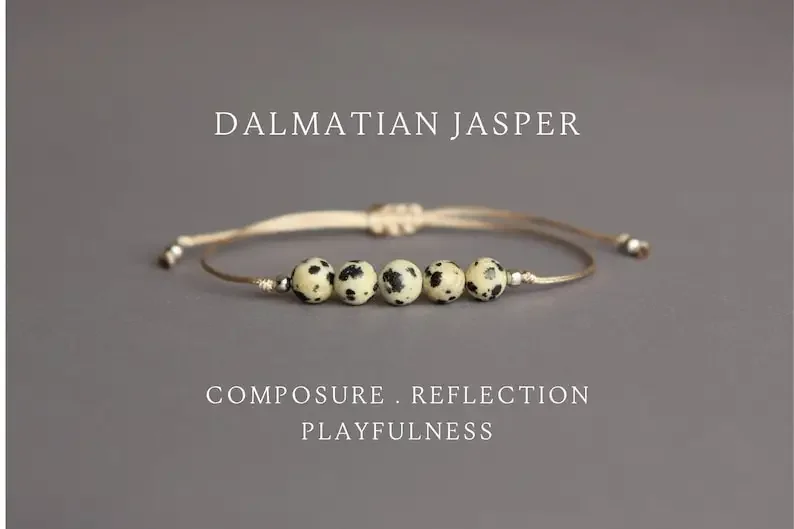 Dalmatian Jasper Calming Simple Rope Bracelet