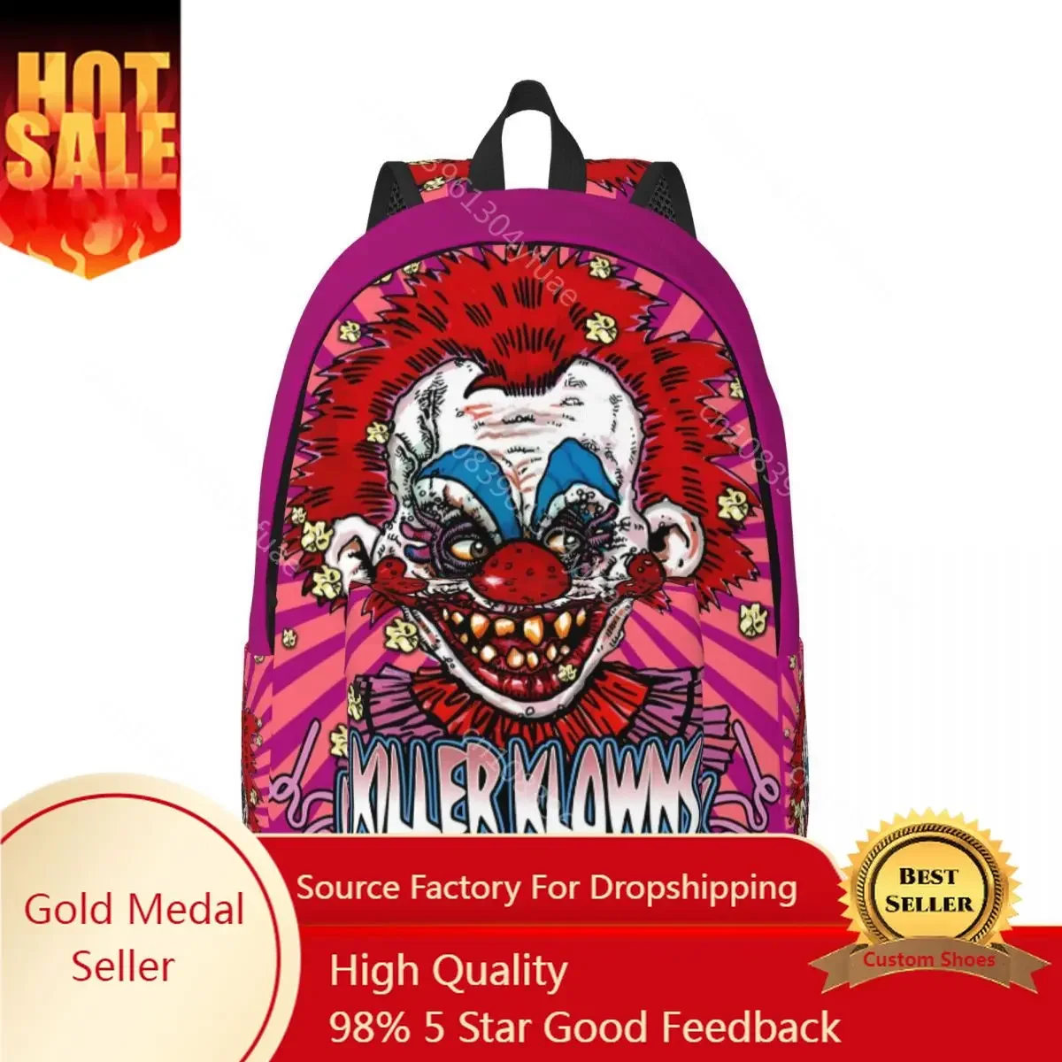 

Killer Klowns From Outer Space Wax Backpack Horror Movie Cycling Backpacks Male Fashion School Bags High Quality Large Rucksack