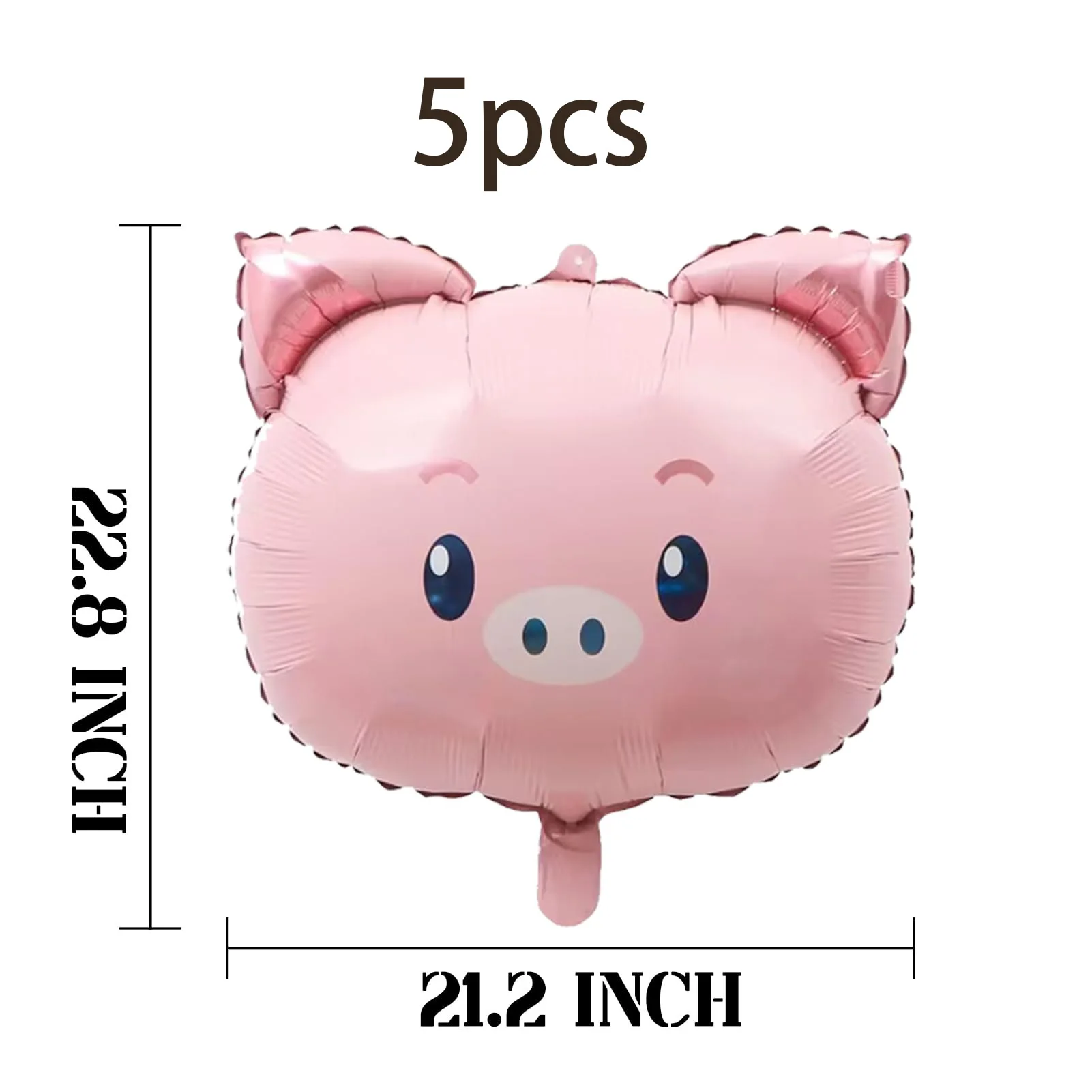 5pcs Pink Pig Animal Aluminum Foil Balloons, Suitable For Jungle Farm Zoo Hunting Theme Birthday Baby Shower Party Decoration