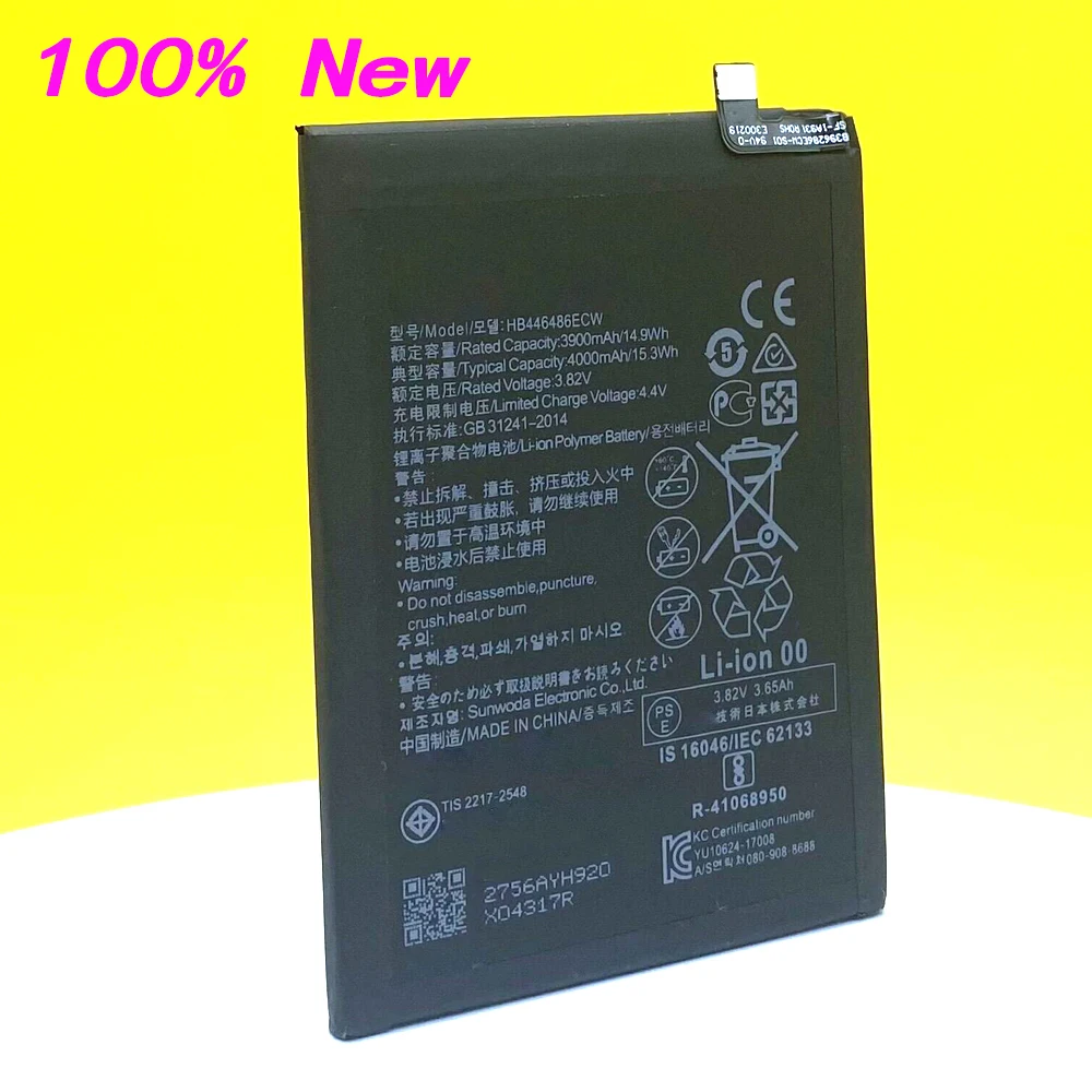 New High Quality HB446486ECW 4000mAh Battery For Huawei Y9s P20 Lite P Smart Z Honor 9X Honor9X Pro Nova 5i Enjoy 10 Plus