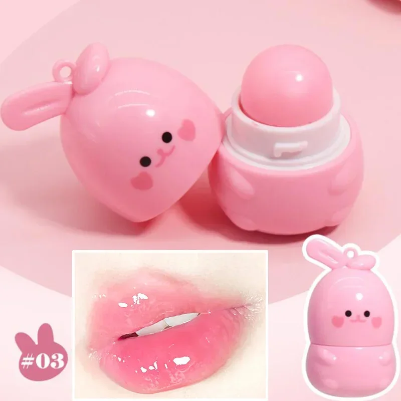 Cute Rabbit Changes Color Lip Balm Ball for Dry Lips Lip Moisturizing Power Lip Care Nourishing Repair Lips Cute Bear Balm Ball